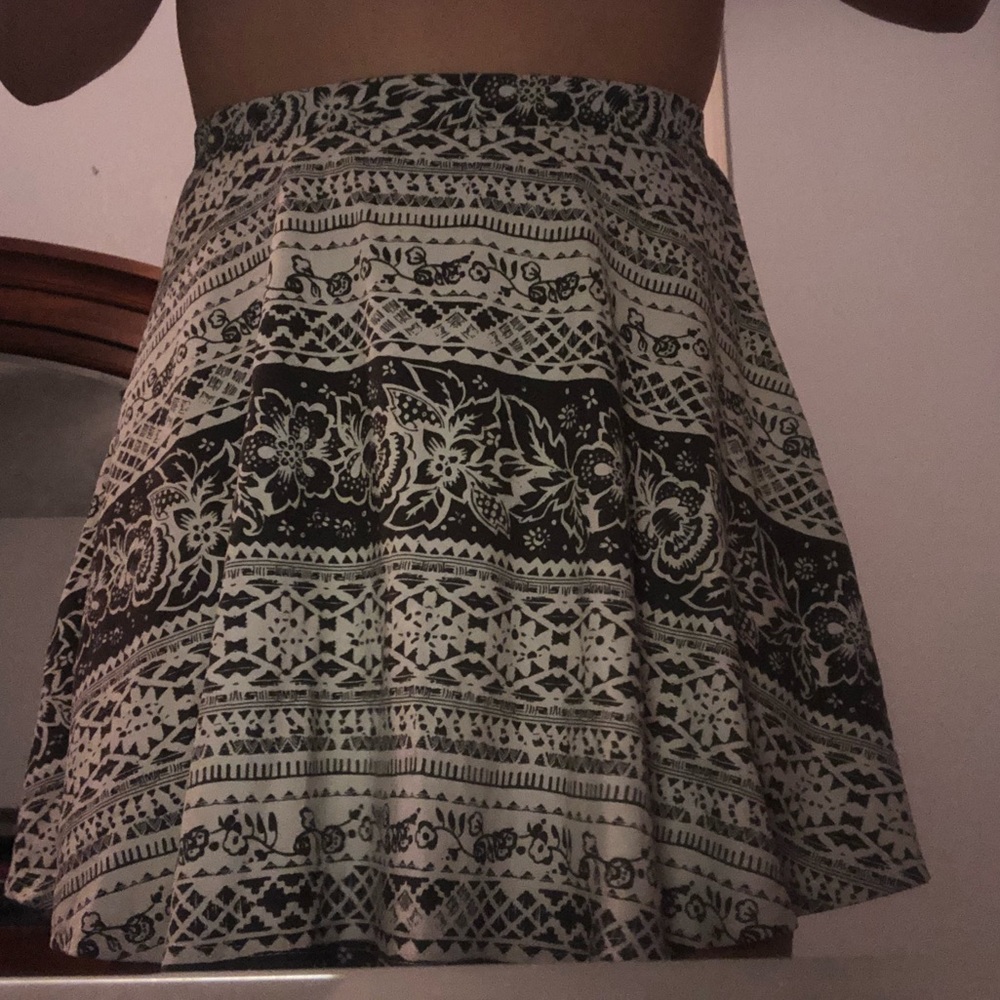 black and white patterned skirt